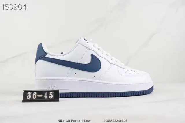 Nike Air Force 1 Low White and Navy Lifestyle Sneakers 3