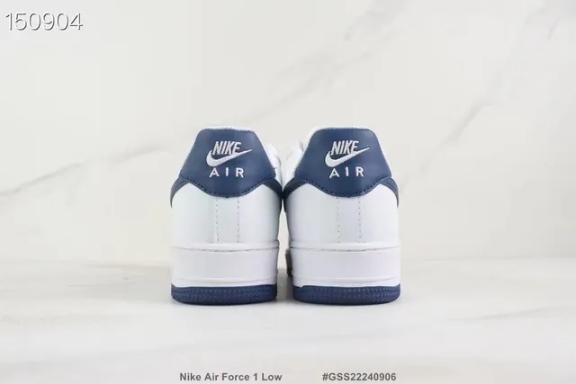 Nike Air Force 1 Low White and Navy Lifestyle Sneakers 5