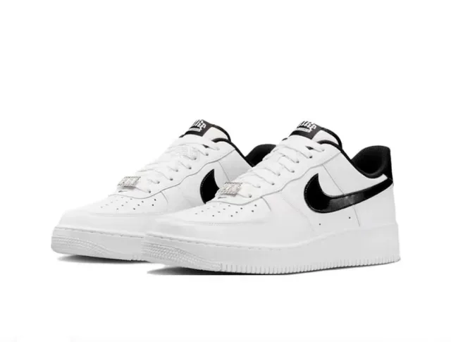 Nike Air Force 1 White and Glossy Black Lifestyle Sneakers 4