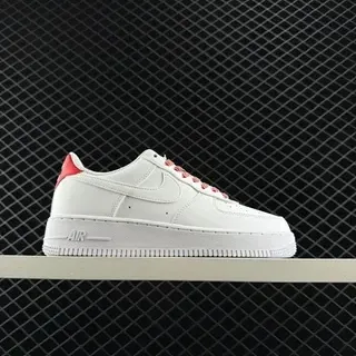 Nike Air Force 1 أبيض وأحمر Low-Top حذاء Lifestyle