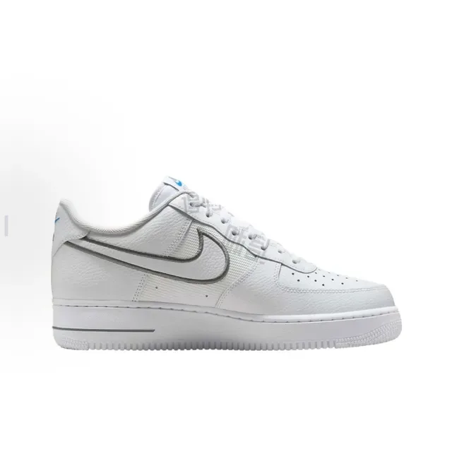 Nike Air Force 1 أبيض وأزرق منخفضة الارتفاع مثقوبة في الإصبع حذاء رياضي للستايل الحياتي 4