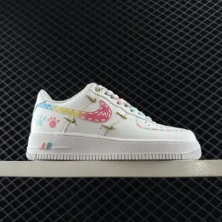 Nike Air Force 1 أبيض متعدد الألوان منخفض القدمين ظلال شريط قوس قزح متدرج حذاء أسلوب حياة