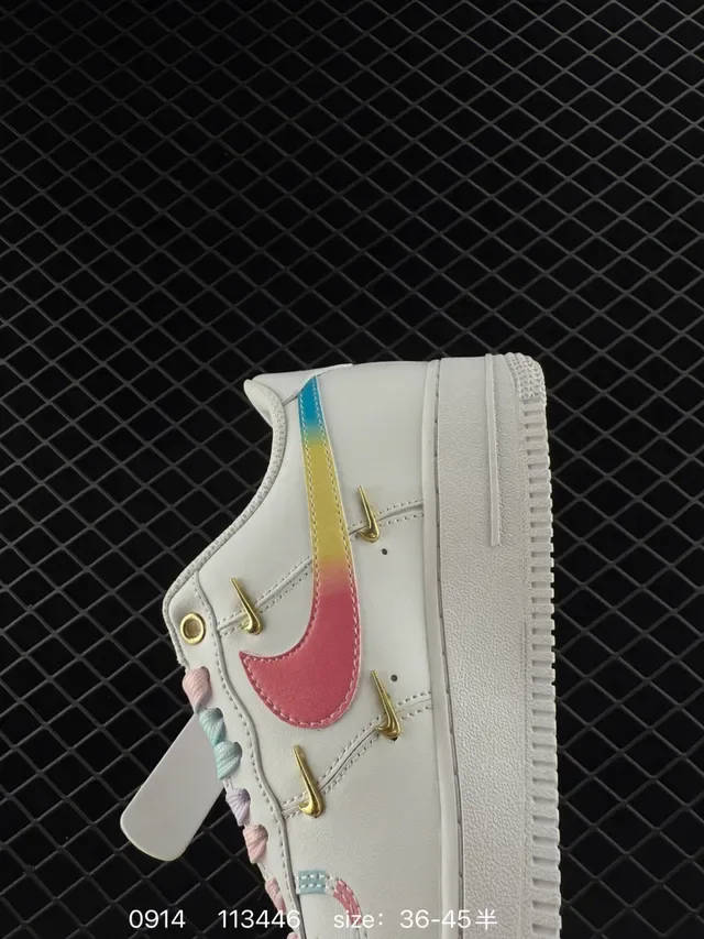 Nike Air Force 1 White Multicolor Low-Top Silhouette Rainbow Gradient Stripe Lifestyle Sneakers 4