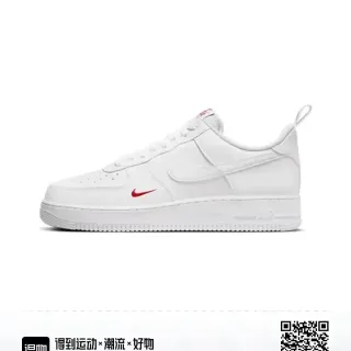 Nike Air Force 1 أبيض أحمر Swoosh أحذية رياضية لايف ستايل
