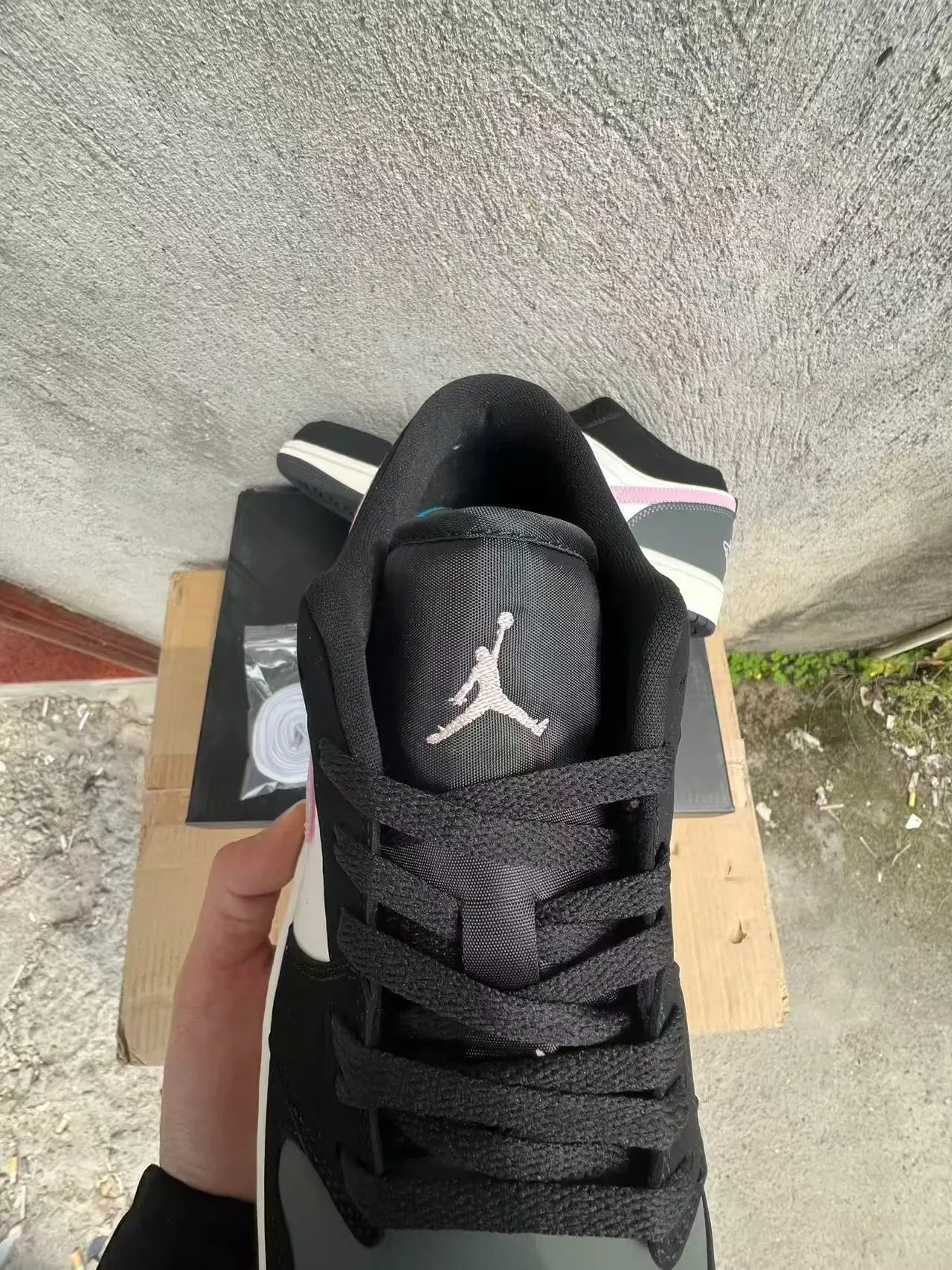 Nike Air Jordan 1 Low Black White Pink Lifestyle Sneakers 4