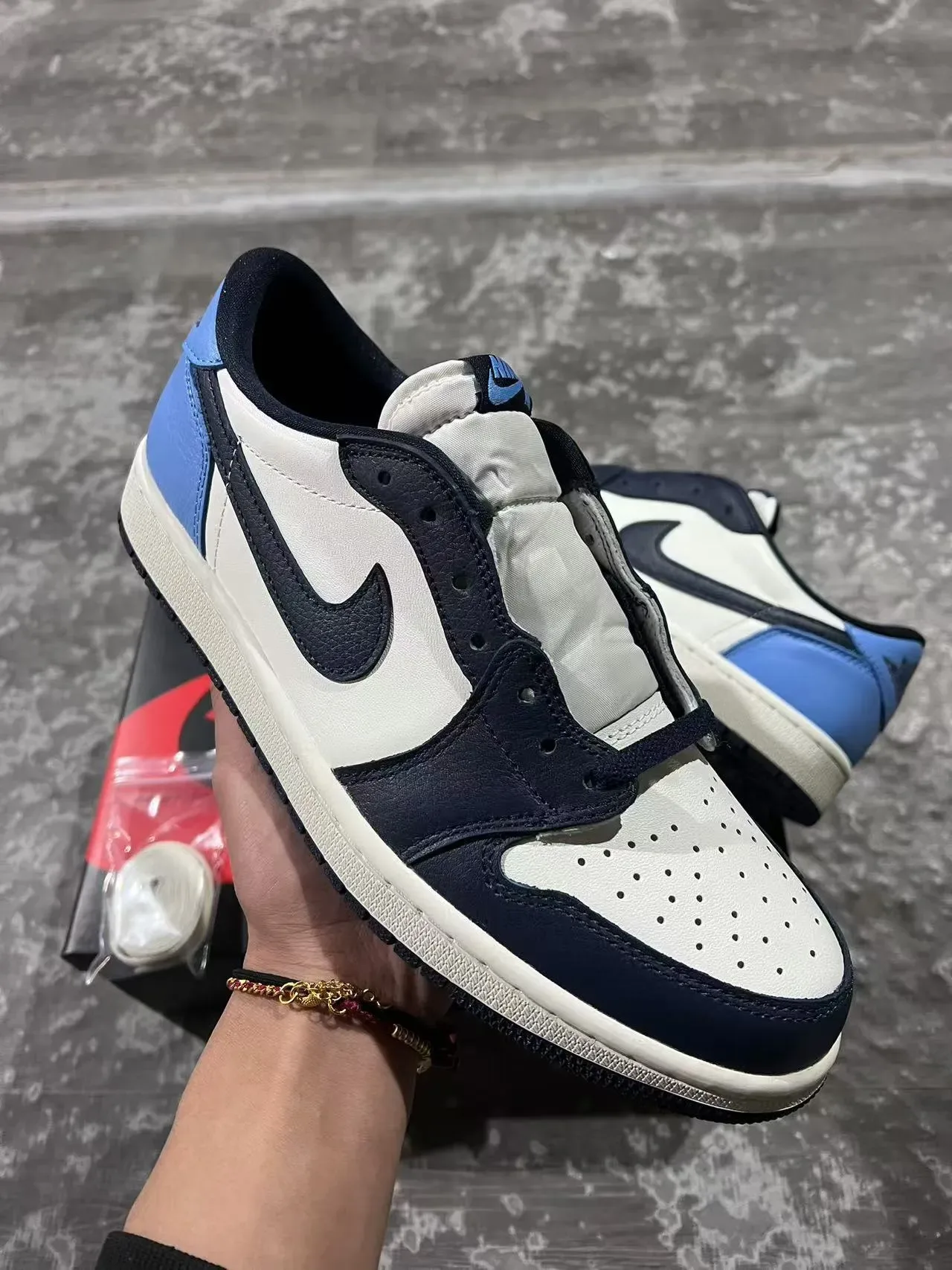 Nike Air Jordan 1 Low Navy and Blue Lifestyle Sneakers 2