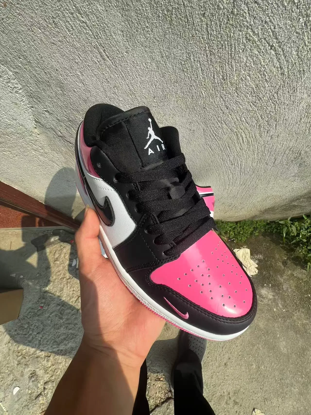 Nike Air Jordan 1 Low Pink Black White Lifestyle Sneakers 2