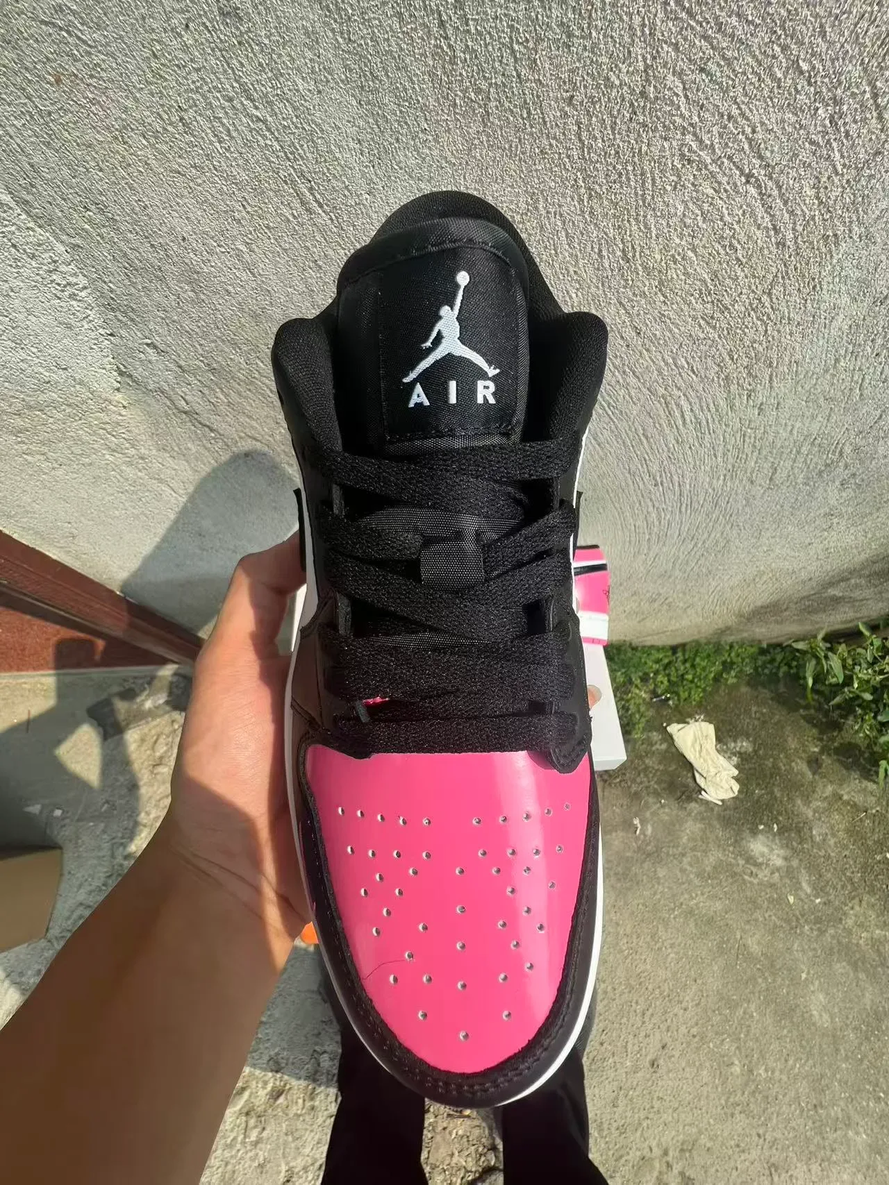 Nike Air Jordan 1 Low Pink Black White Lifestyle Sneakers 3