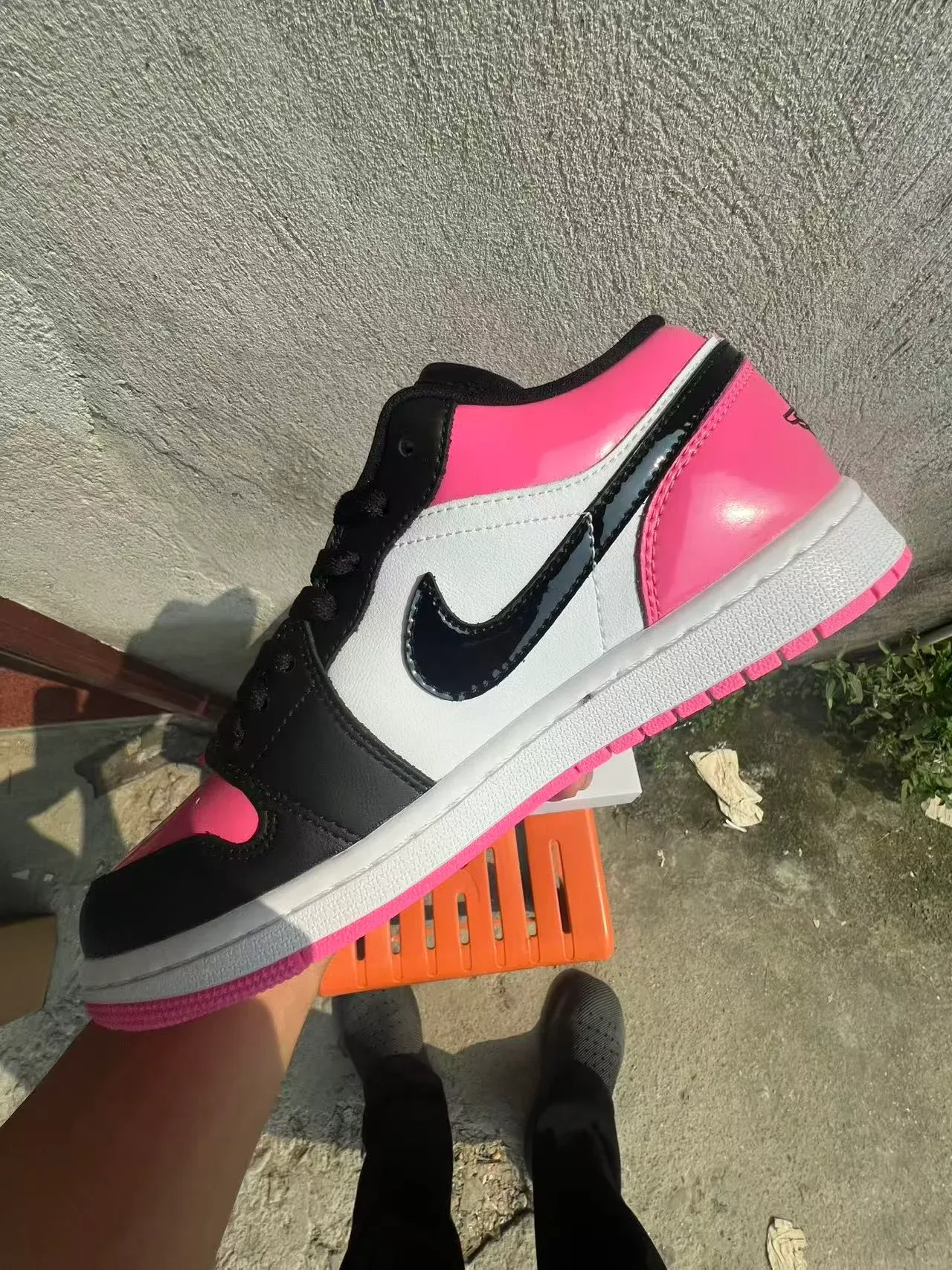 Nike Air Jordan 1 Low Pink Black White Lifestyle Sneakers 5