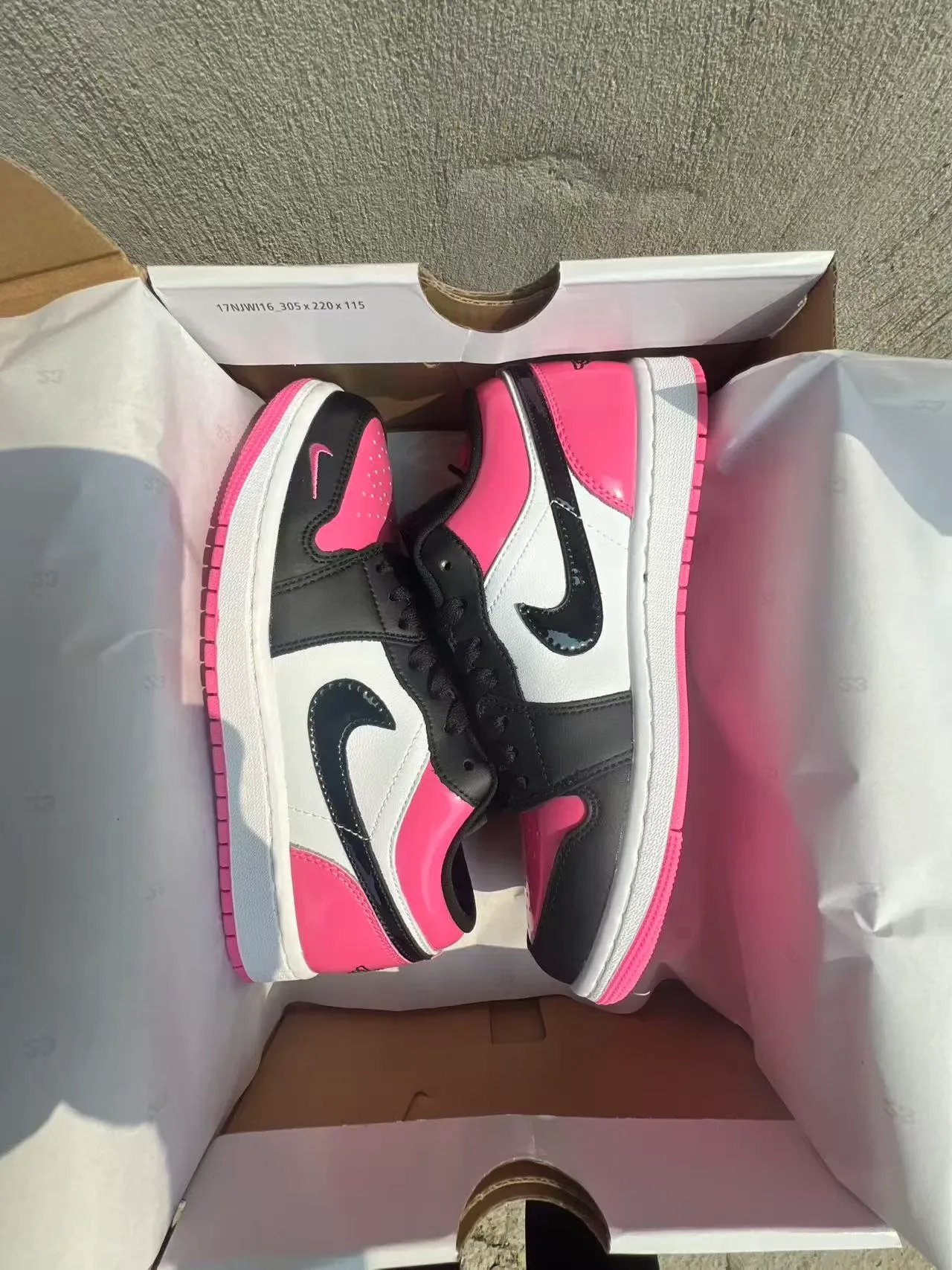 Nike Air Jordan 1 Low Pink Black White Lifestyle Sneakers 9