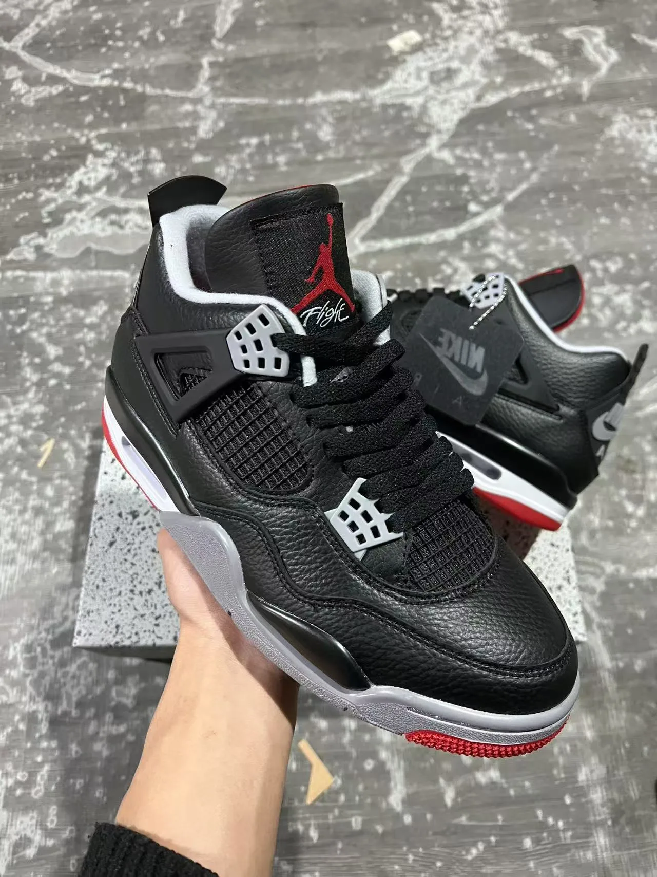 Nike Air Jordan 4 Noir Rouge Gris Chaussures de basket 2