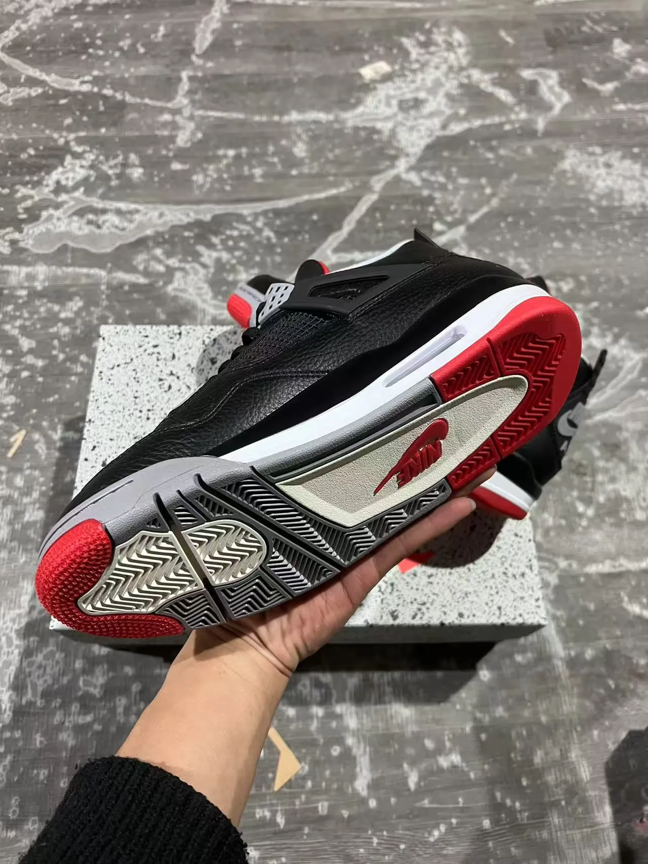 Nike Air Jordan 4 Noir Rouge Gris Chaussures de basket 6