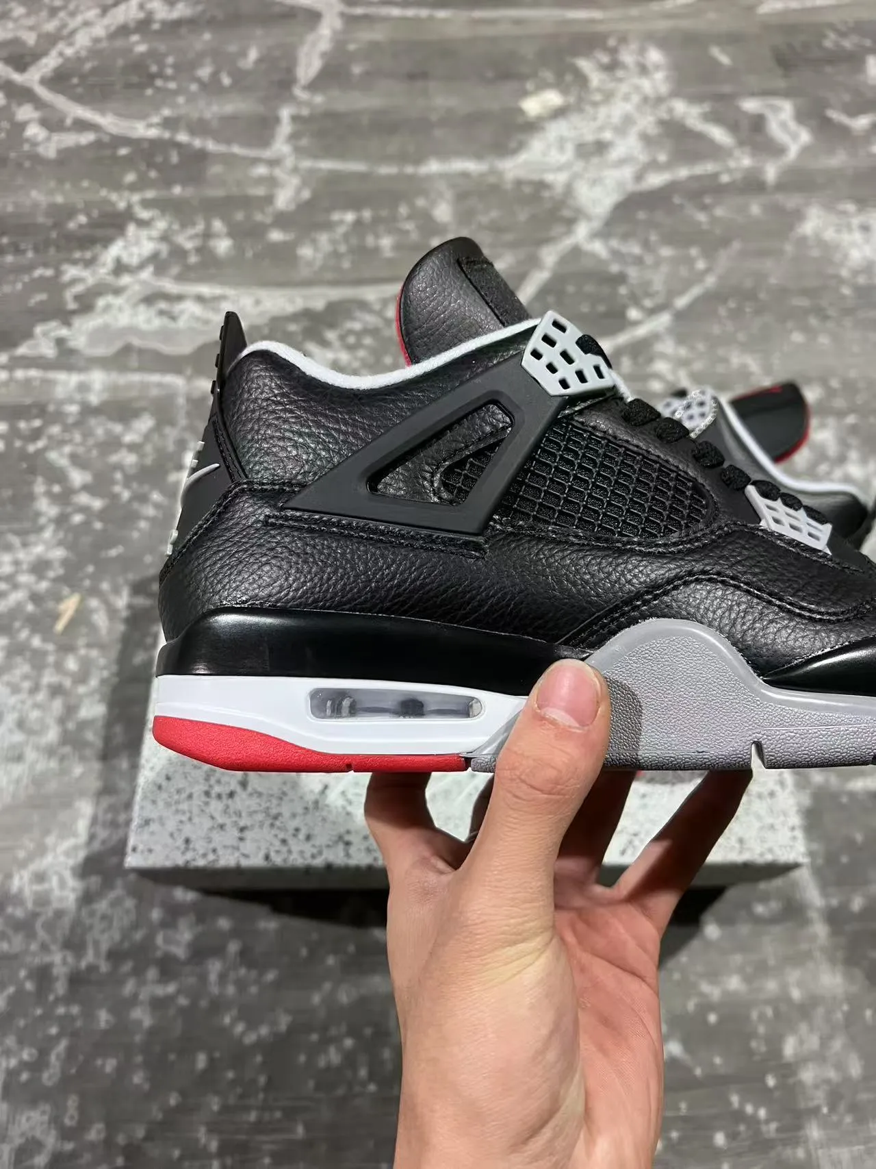 Nike Air Jordan 4 Noir Rouge Gris Chaussures de basket 7