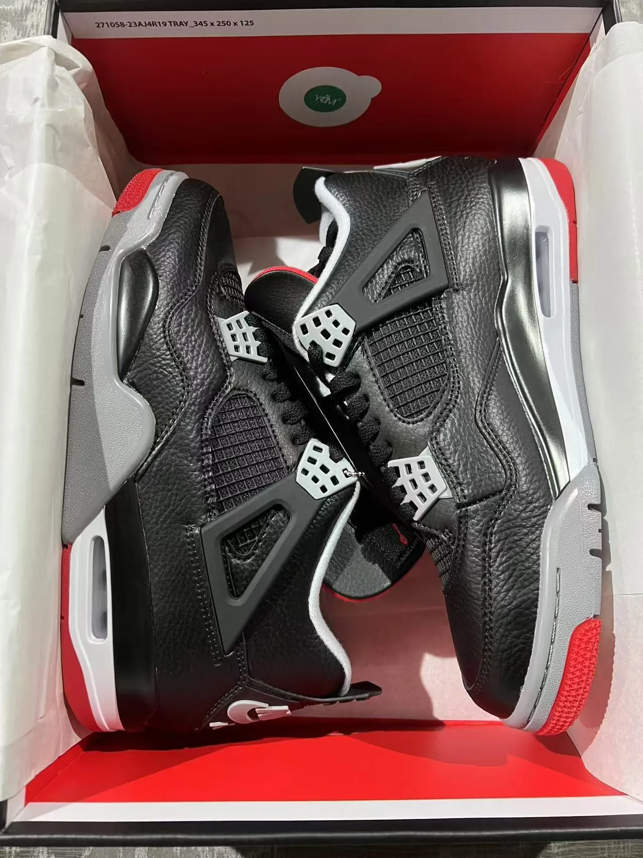 Nike Air Jordan 4 Noir Rouge Gris Chaussures de basket 9