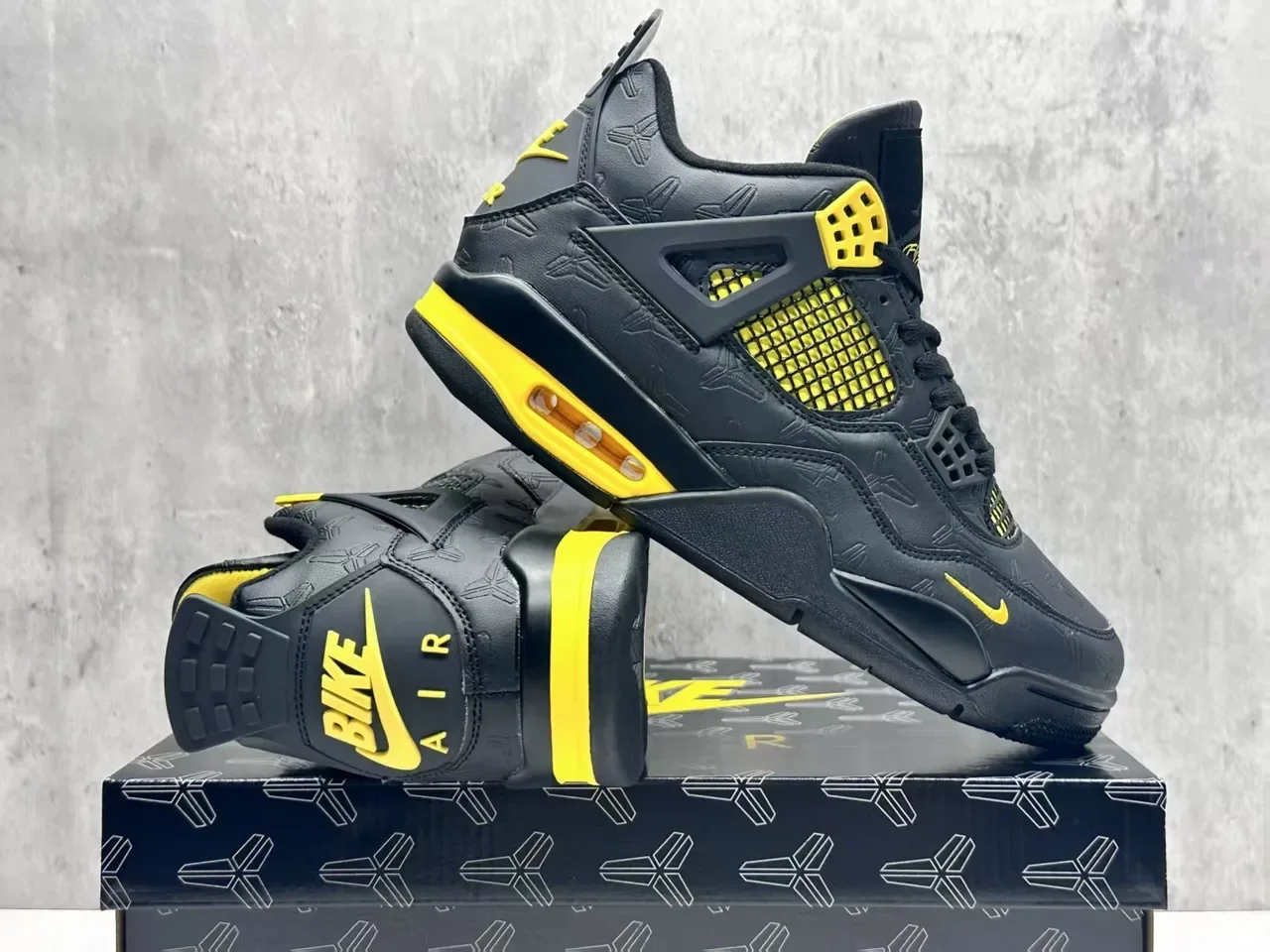 Nike Air Jordan 4 Black Yellow Basketball Shoes 3