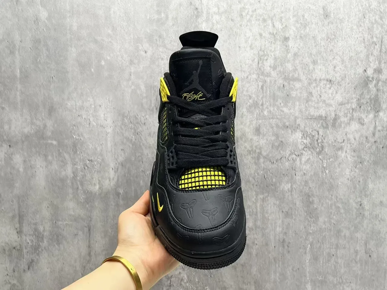 Nike Air Jordan 4 Black Yellow Basketball Shoes 12