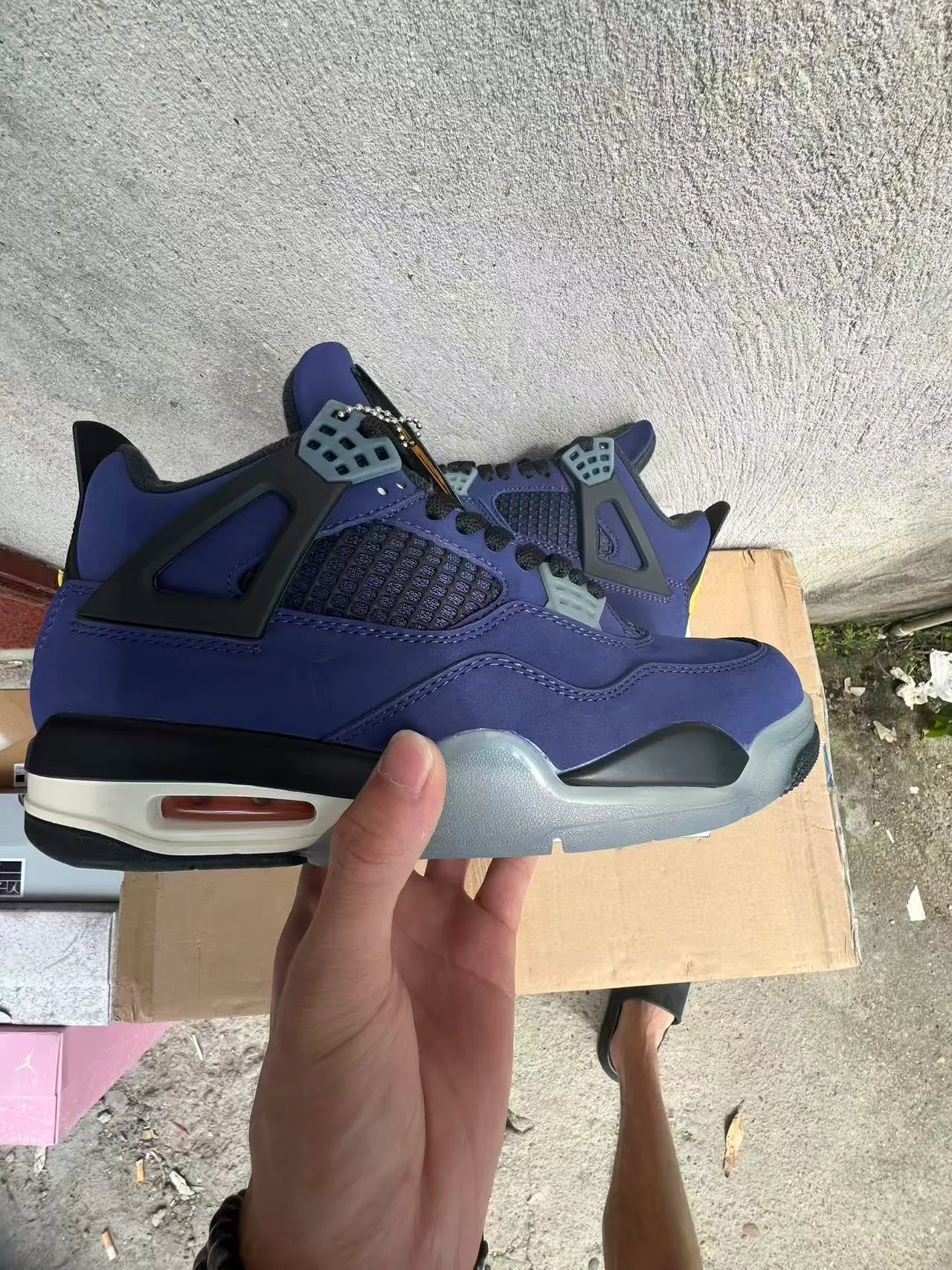 Nike Air Jordan 4 Deep Blue Black White Basketball Shoes 7