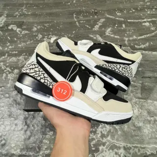 Nike Air Jordan Legacy 312 أسود أبيض بيج طباعة الفيل سنيكرز أسلوب الحياة