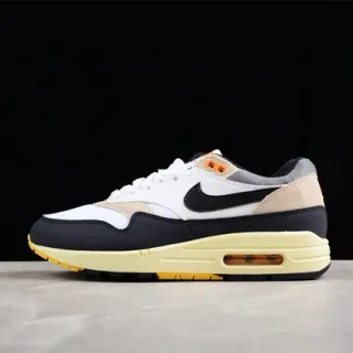 Nike Air Max 1 أبيض أسود بيج أصفر باهت حذاء رياضي أسلوب حياة