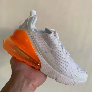 نايك Air Max 270 أبيض وبرتقالي شفاف سنيكرز لايف ستايل هوائي
