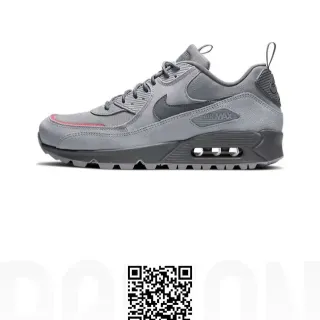 Nike Air Max 90 Gray Red أحذية رياضية نمط حياة منخفضة مع الجزء العلوي من الشبكة والصناعي