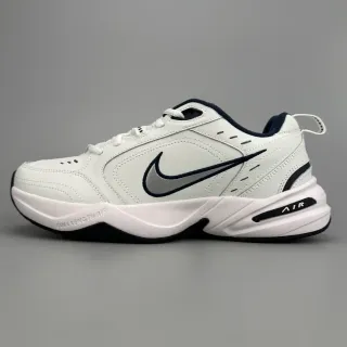 Nike Air Monarch Branco Navy Couro/Sintético Acentos Azuis Tênis Lifestyle