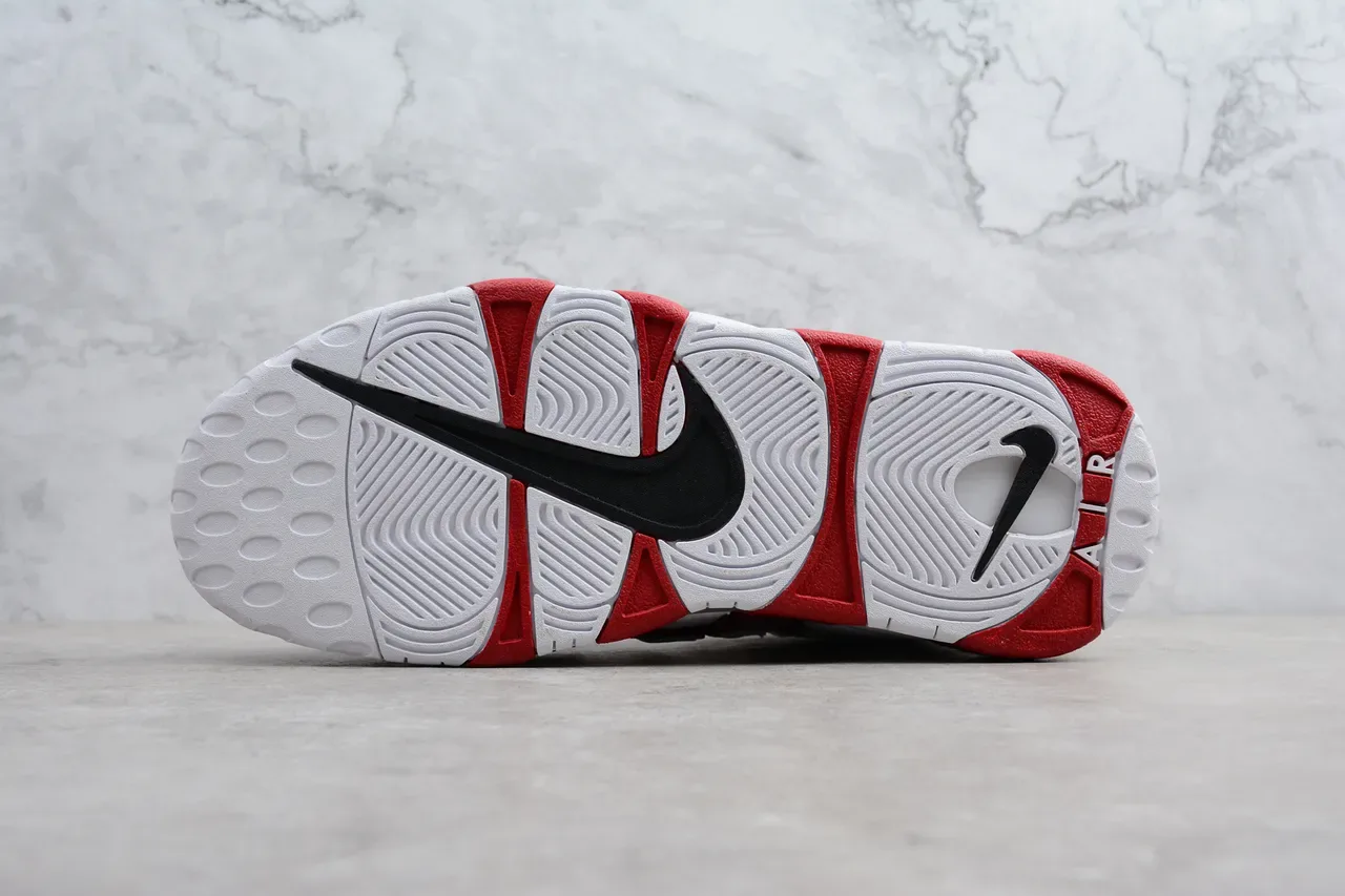 Nike Air More Uptempo Rojo y Blanco Zapatos de Baloncesto 6