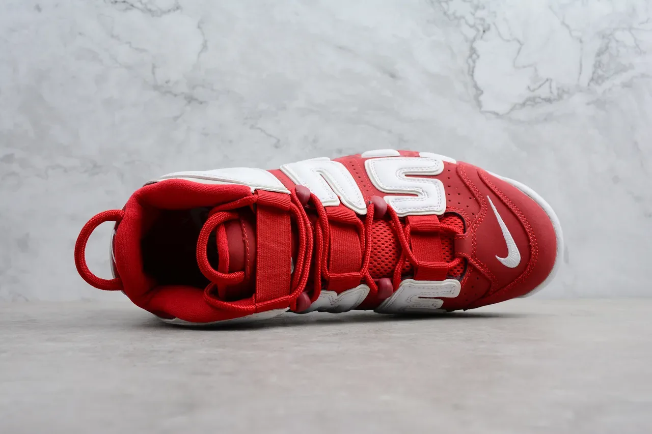 Nike Air More Uptempo Rojo y Blanco Zapatos de Baloncesto 7