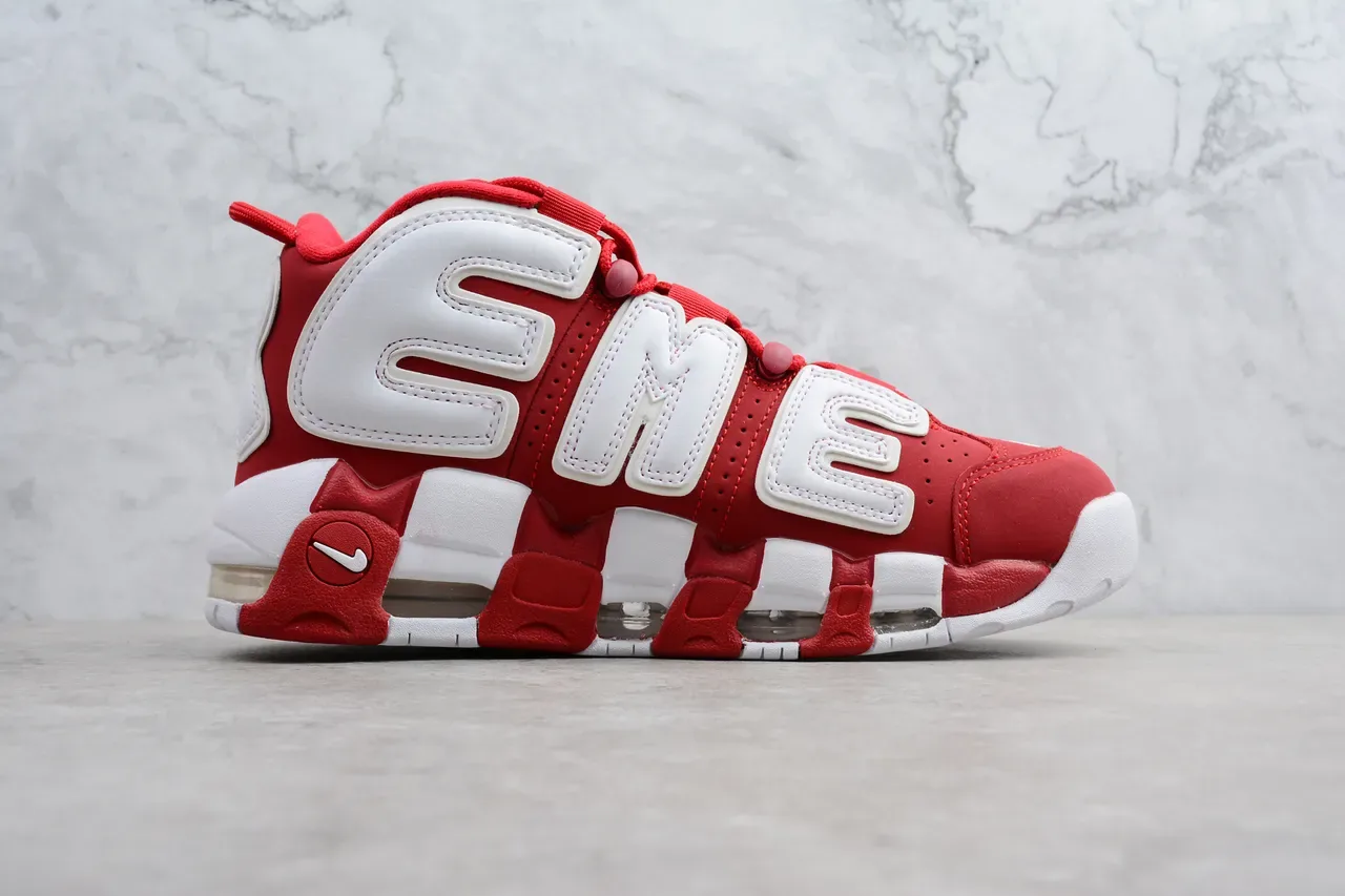 Nike Air More Uptempo Rojo y Blanco Zapatos de Baloncesto 8