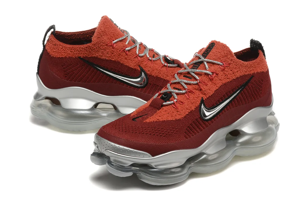 Nike Air VaporMax Plus লাল বুরগন্ডি নিট দৌড়ের জুতো 6