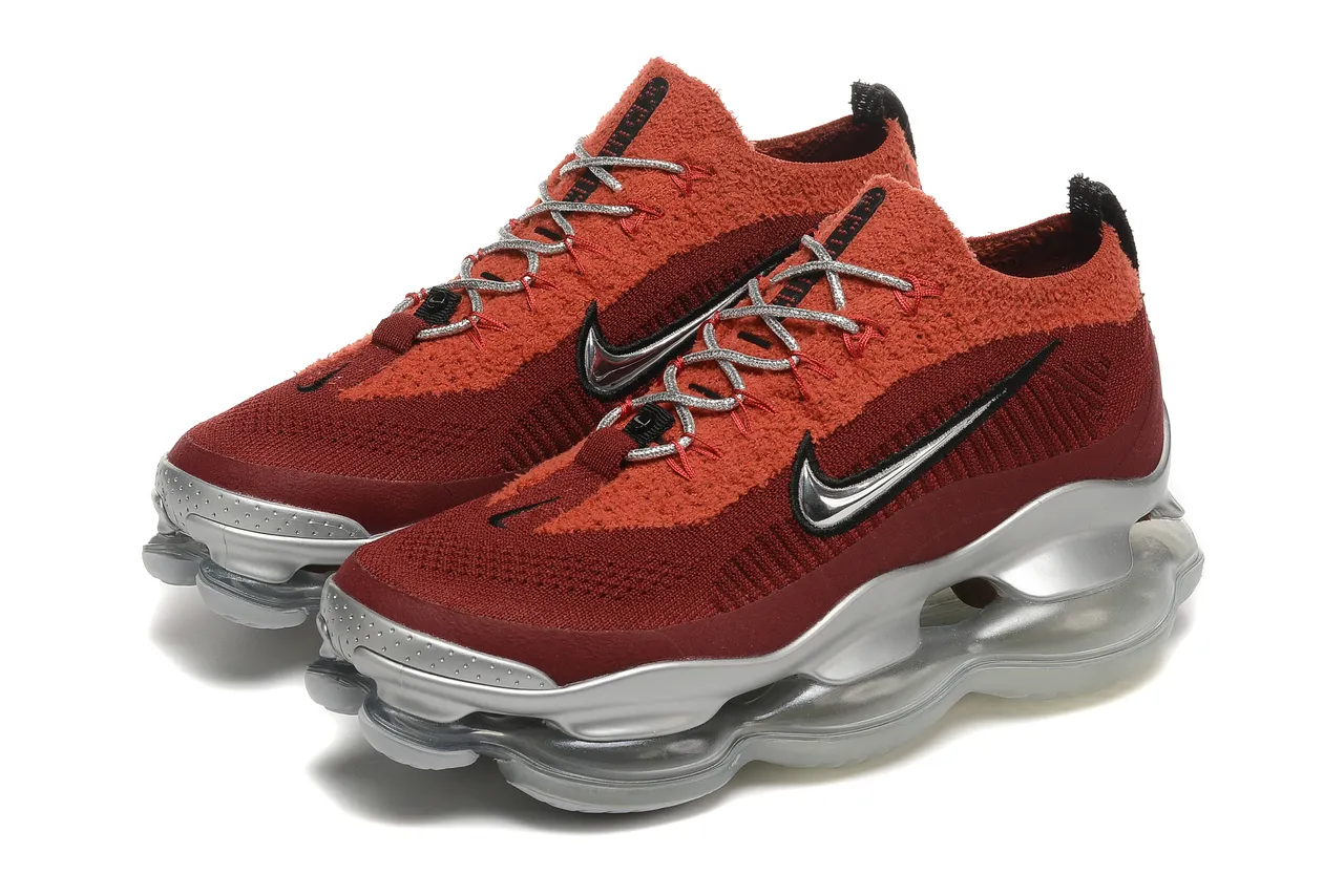 Nike Air VaporMax Plus লাল বুরগন্ডি নিট দৌড়ের জুতো 8