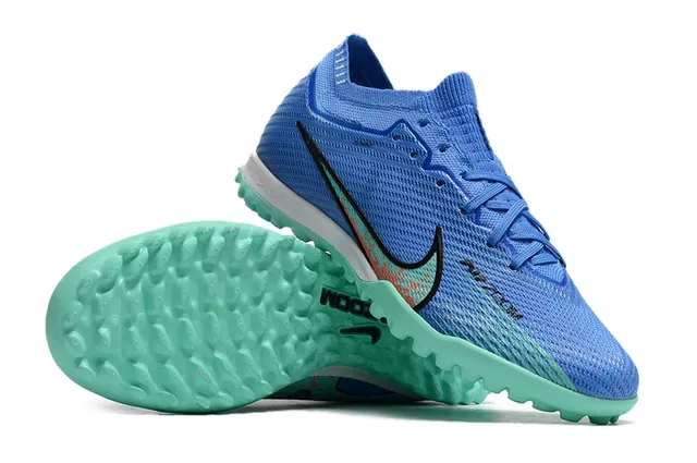 حذاء كرة القدم Nike Air Zoom Turf أزرق وأخضر مع الوجه العلوي من الخيط وكولار Dynamic Fit 2