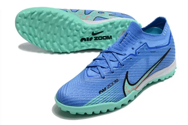 حذاء كرة القدم Nike Air Zoom Turf أزرق وأخضر مع الوجه العلوي من الخيط وكولار Dynamic Fit 3