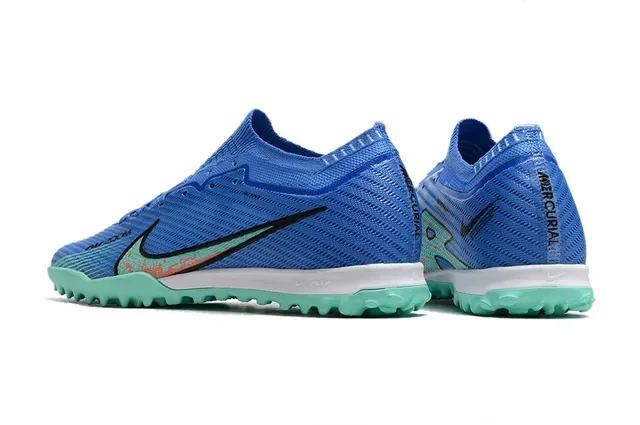 حذاء كرة القدم Nike Air Zoom Turf أزرق وأخضر مع الوجه العلوي من الخيط وكولار Dynamic Fit 4