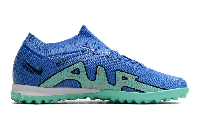 حذاء كرة القدم Nike Air Zoom Turf أزرق وأخضر مع الوجه العلوي من الخيط وكولار Dynamic Fit 5