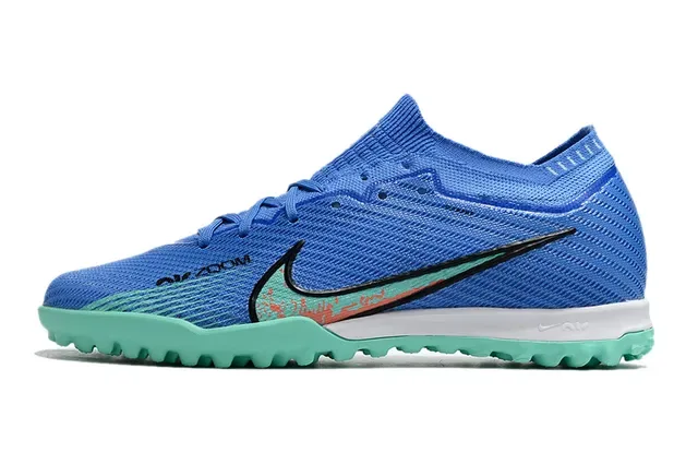 حذاء كرة القدم Nike Air Zoom Turf أزرق وأخضر مع الوجه العلوي من الخيط وكولار Dynamic Fit 6