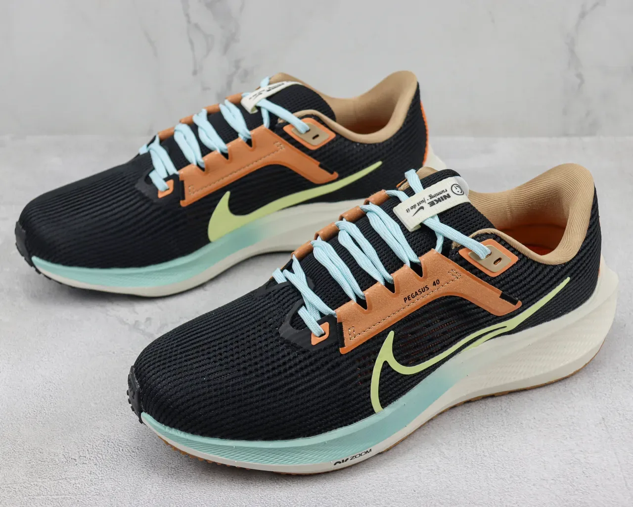 Nike Air Zoom Pegasus 40 Black Beige Mint Running Shoes 4