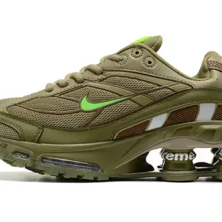Nike أخضر عسكري Shox Column Heel شبكة وطبقة تركيبية علوية أحذية رياضية أسلوب حياة
