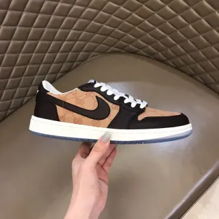 Nike أحذية رياضية أسلوب حياة بيج أسود مونوجرام قماش أعلى تغطيات اصطناعية