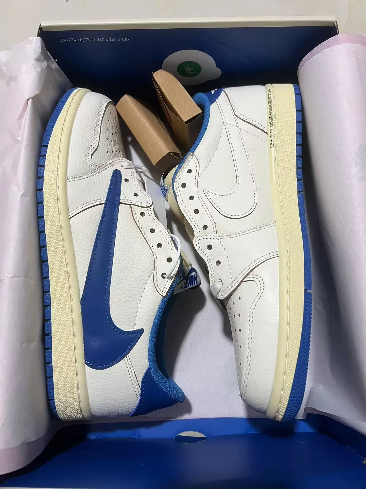 Nike Beige Blue Low-Top Leather Upper Lifestyle Sneakers 9
