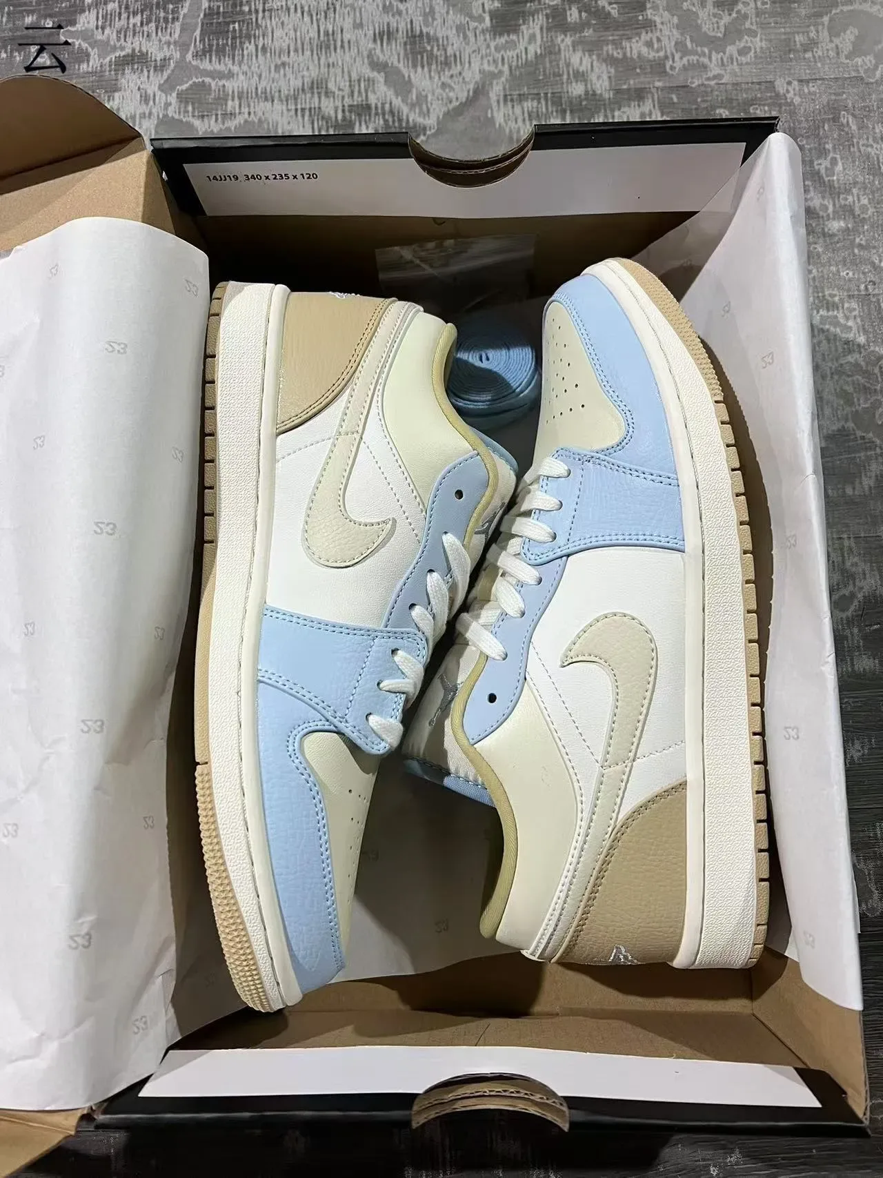 Nike Beige Bleu Sneakers Lifestyle Low-Top Multi-Panel En Cuir 9