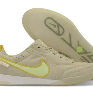 Nike Beige Jaune Daim Chaussures de Football Indoor Basse
