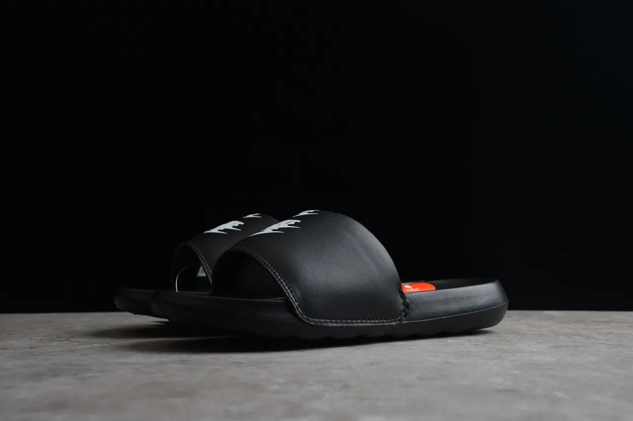 Nike Benassi Black White Orange Slippers 12