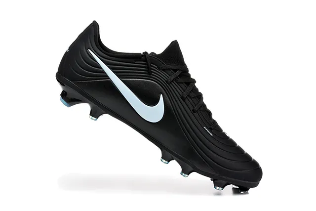 Nike Noir Bleu Upper Synthétique Côtes Low-Cut Collar Firm-Ground Chaussures de Football 3