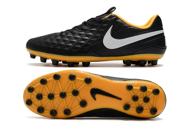 Nike Black Orange Diamond-Quilted Synthetic Upper Low-Cut Football Boot Firm-Ground Soccer Shoes 10