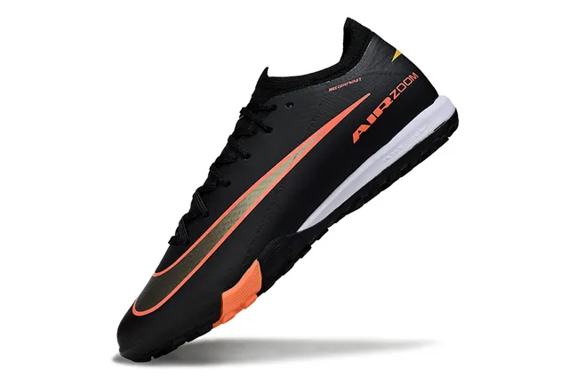 Nike Black Orange Low-Cut Knit Upper Turf Soccer Shoes 3