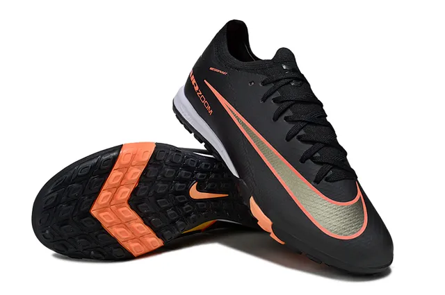 Nike Black Orange Low-Cut Knit Upper Turf Soccer Shoes 4