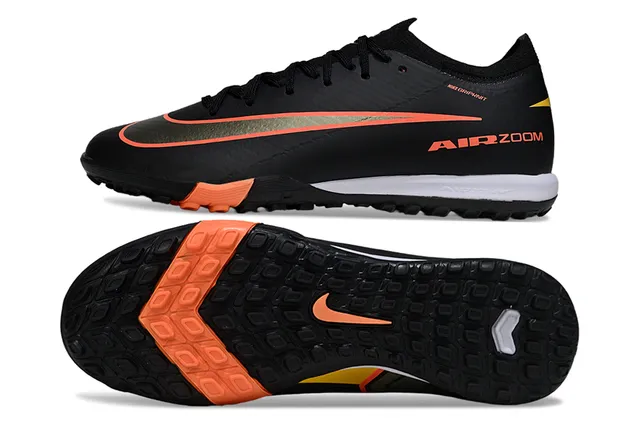 Nike Black Orange Low-Cut Knit Upper Turf Soccer Shoes 6
