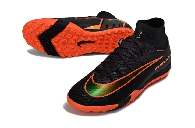 Nike 黑橙色 袜套领 纹理针织鞋面 草地足球鞋 2