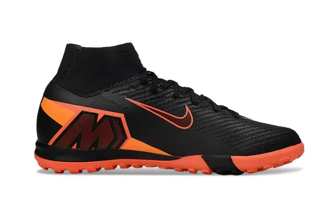 Nike 黑橙色 袜套领 纹理针织鞋面 草地足球鞋 4